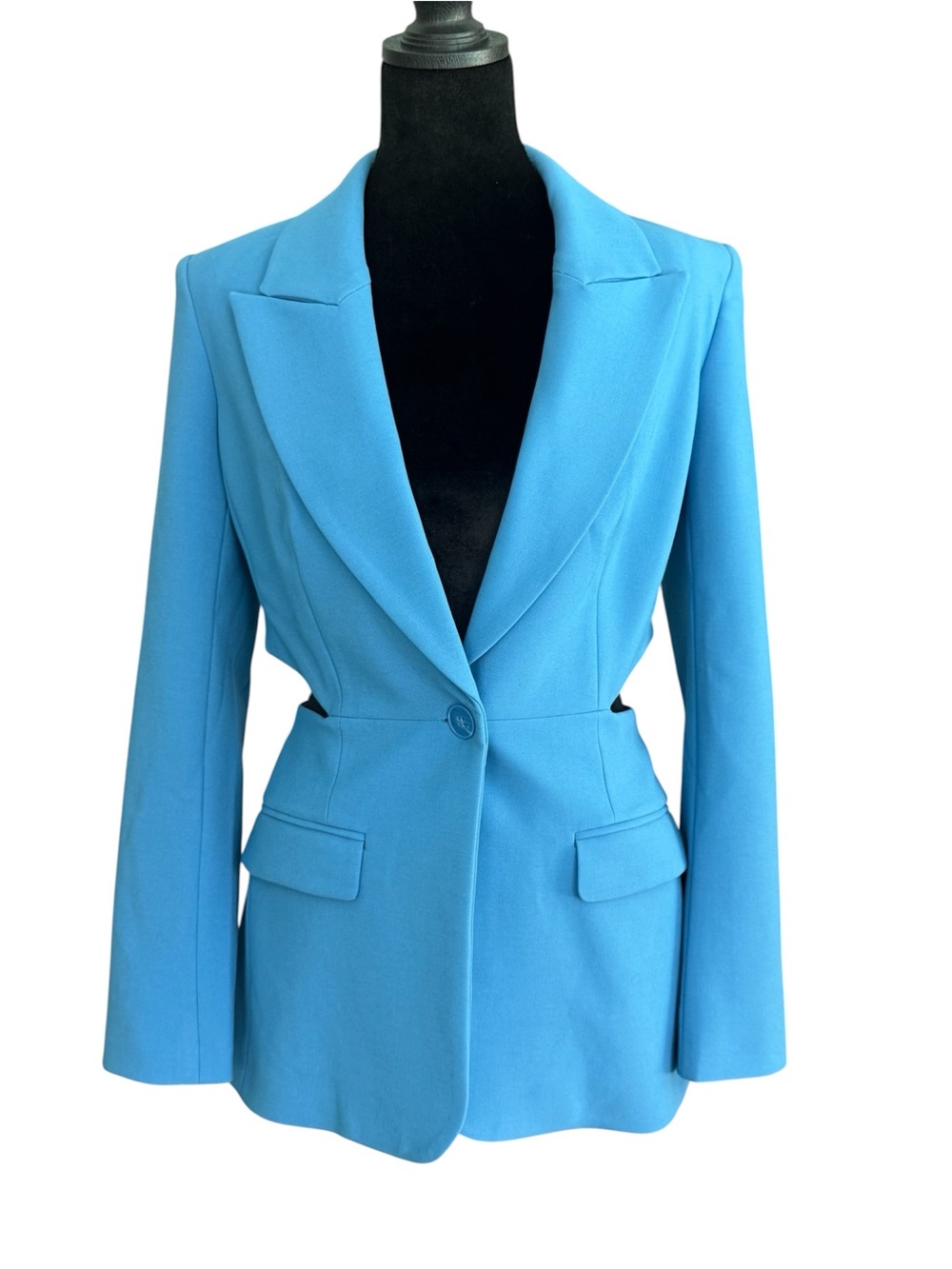Express Women’s Turquoise Blue Single-Button, Cutout Back Blazer. Size Small.